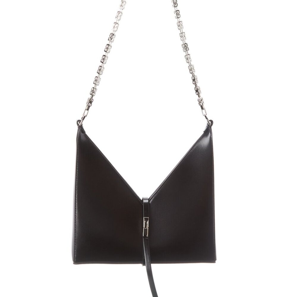 GIVENCHY Cut Out Small Leather Shoulder Bag Black Leather Like New